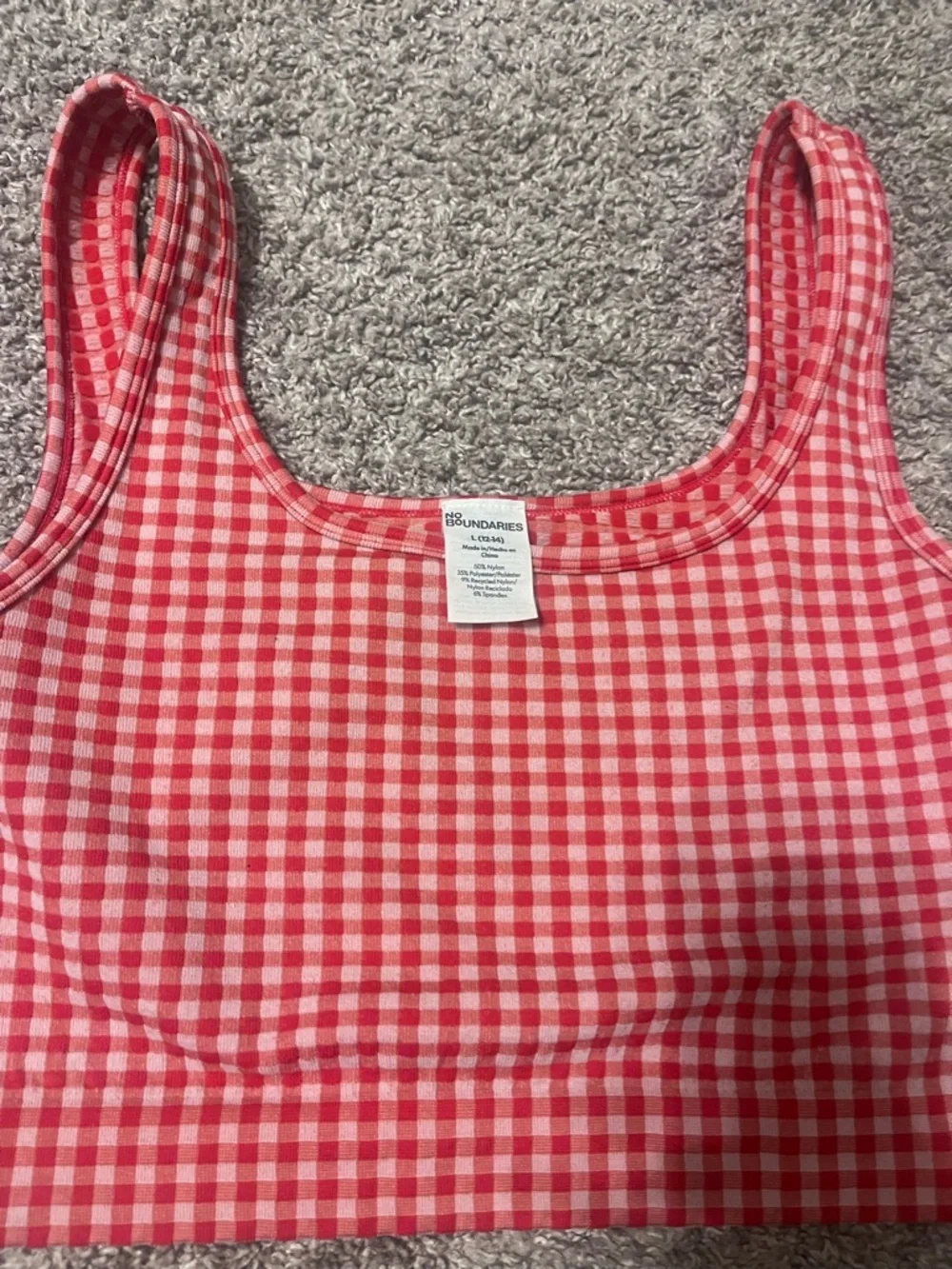 Red Gingham Bike Shorts Set - Crop Top & Shorts - Picture 6 of 7